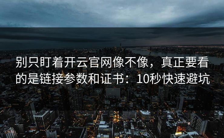 别只盯着开云官网像不像，真正要看的是链接参数和证书：10秒快速避坑