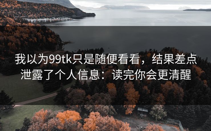 我以为99tk只是随便看看，结果差点泄露了个人信息：读完你会更清醒