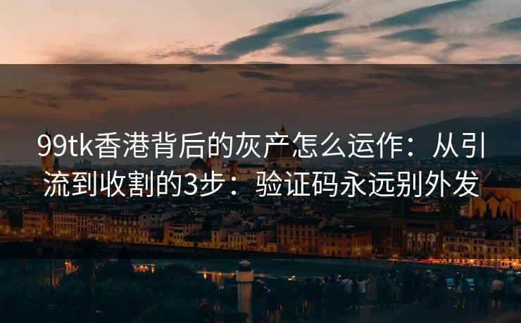 99tk香港背后的灰产怎么运作：从引流到收割的3步：验证码永远别外发